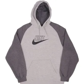 VINTAGE NIKE SPELLOUT SWOOSH GRAY HOODIE SWEATSHIRT 2000S SIZE LARGE