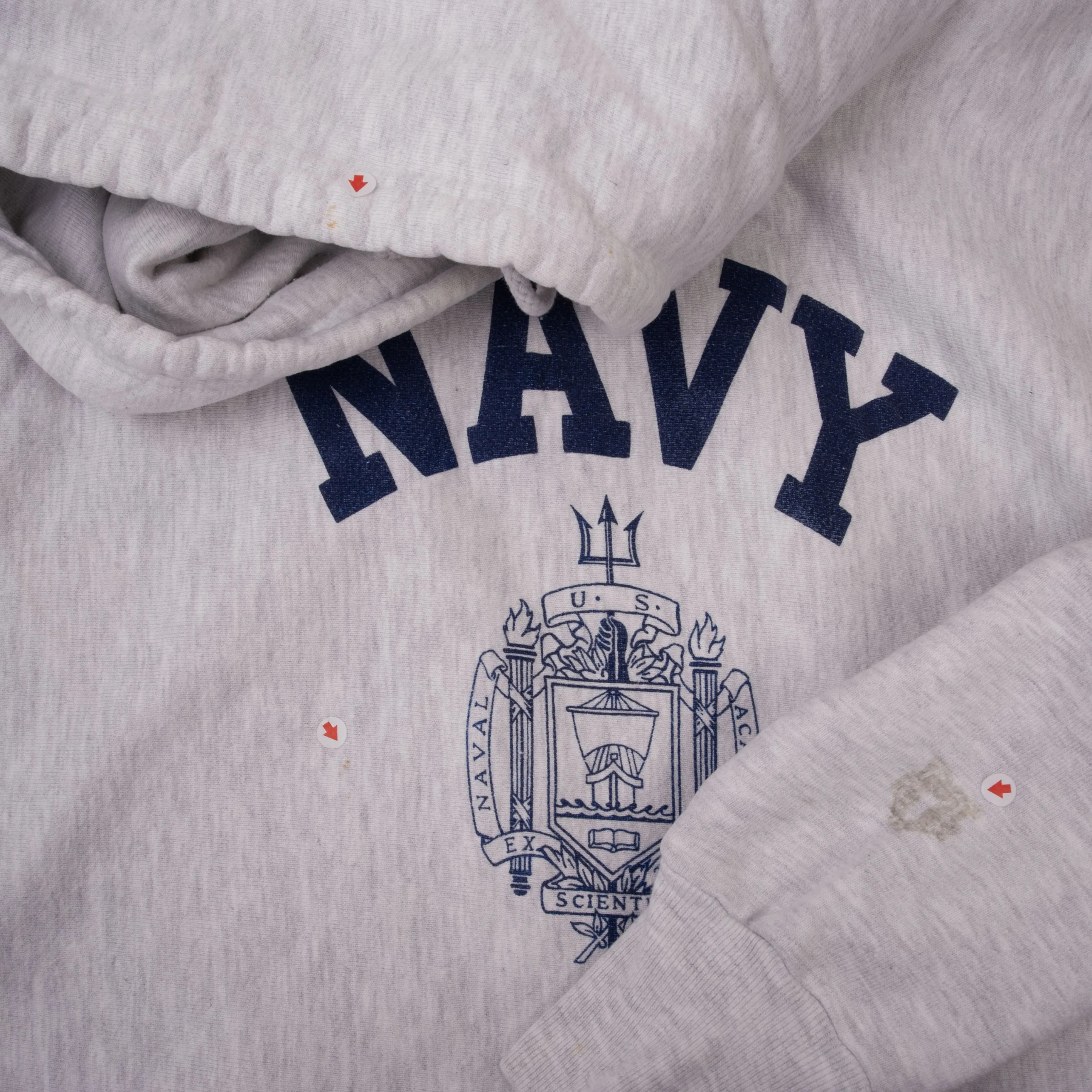 VINTAGE USN US NAVY REVERSE WEAVE HOODIE SWEATSHIRT SIZE LARGE MADE IN USA