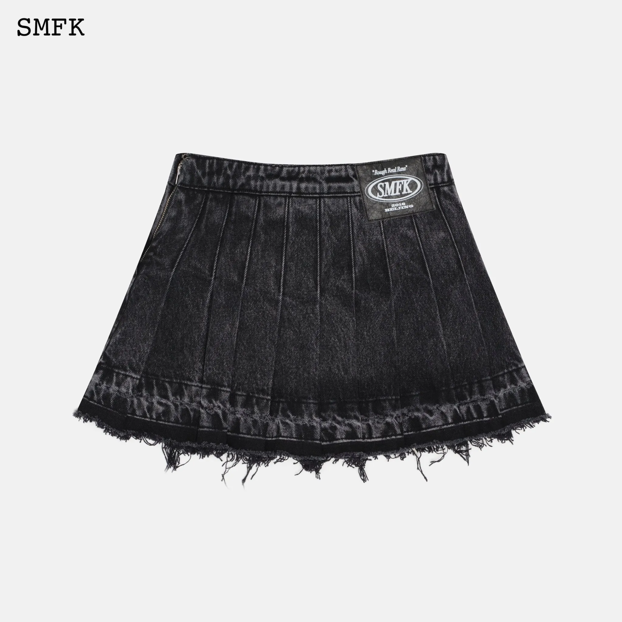 Wilderness Wandering Black Pleated Short Jean Skirt