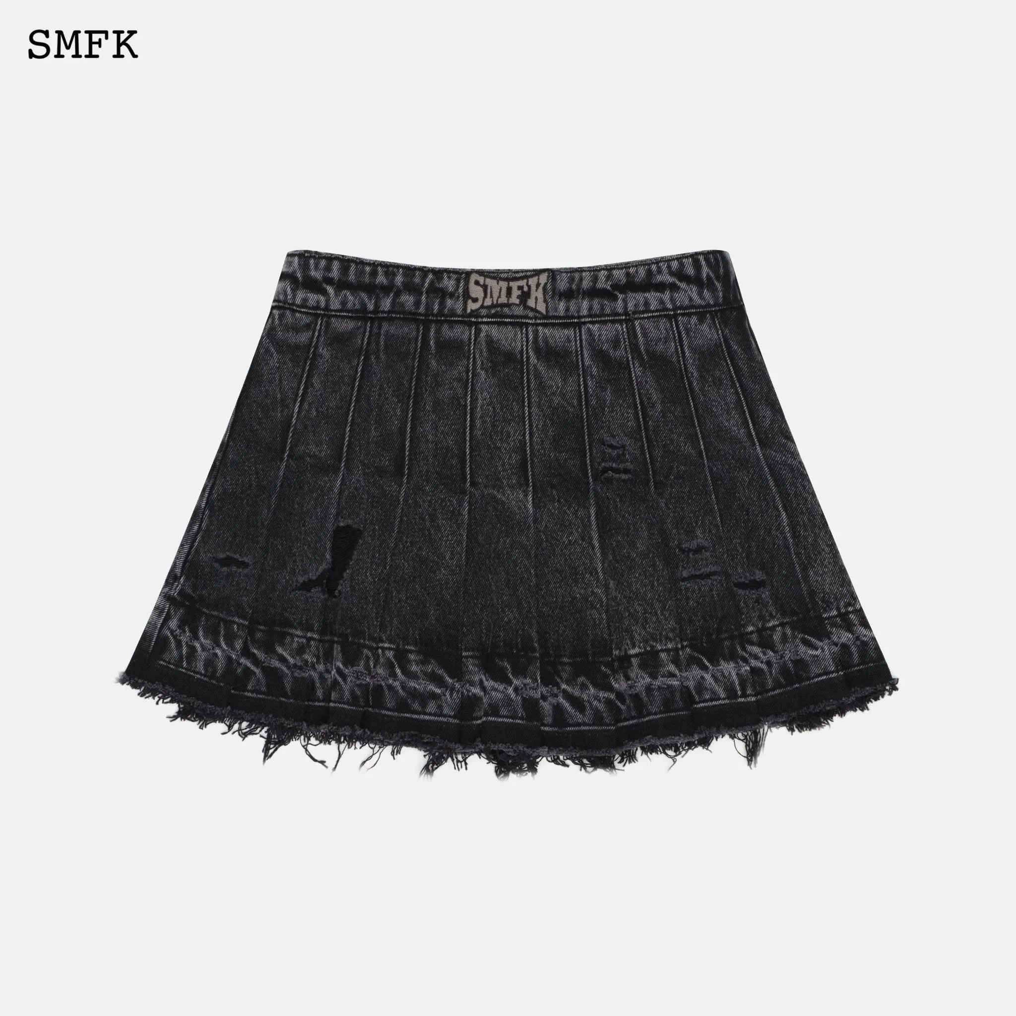 Wilderness Wandering Black Pleated Short Jean Skirt