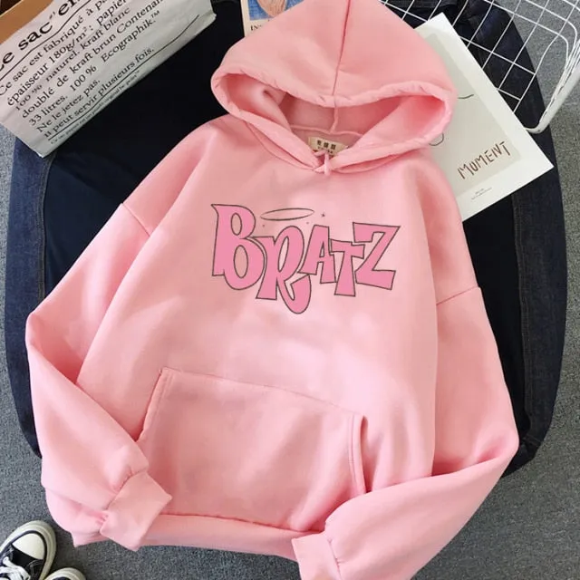 Wjczt New Harajuku Autumn winter Sweatshirt Letter Bratz hoodie Women/men Casual student Fashion Hooded Sweatshirt Long Sleeve Unisex