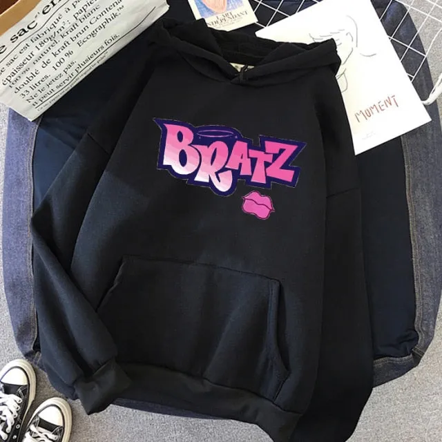 Wjczt New Harajuku Autumn winter Sweatshirt Letter Bratz hoodie Women/men Casual student Fashion Hooded Sweatshirt Long Sleeve Unisex