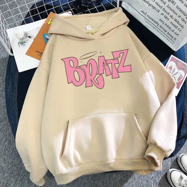 Wjczt New Harajuku Autumn winter Sweatshirt Letter Bratz hoodie Women/men Casual student Fashion Hooded Sweatshirt Long Sleeve Unisex