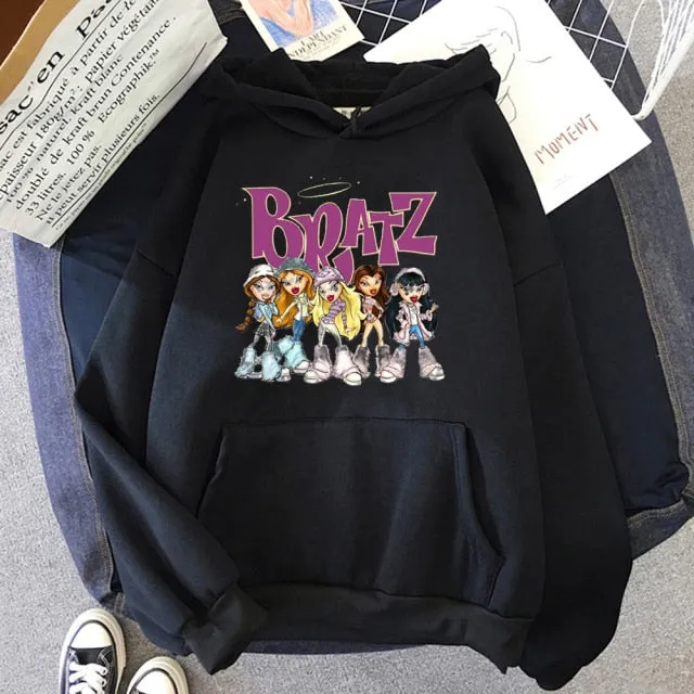 Wjczt New Harajuku Autumn winter Sweatshirt Letter Bratz hoodie Women/men Casual student Fashion Hooded Sweatshirt Long Sleeve Unisex