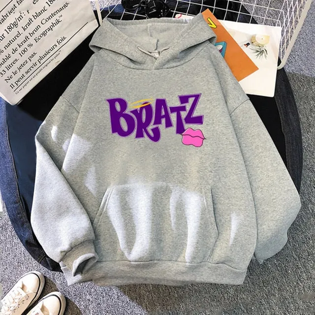 Wjczt New Harajuku Autumn winter Sweatshirt Letter Bratz hoodie Women/men Casual student Fashion Hooded Sweatshirt Long Sleeve Unisex