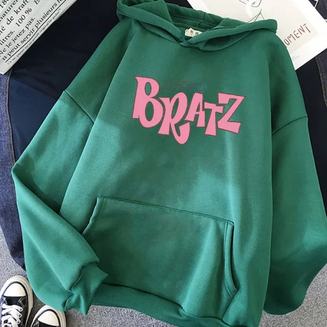 Wjczt New Harajuku Autumn winter Sweatshirt Letter Bratz hoodie Women/men Casual student Fashion Hooded Sweatshirt Long Sleeve Unisex