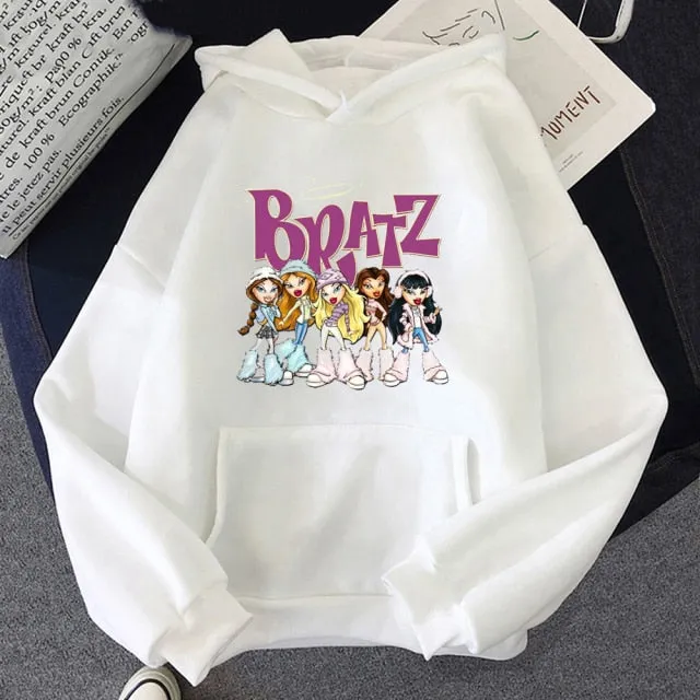 Wjczt New Harajuku Autumn winter Sweatshirt Letter Bratz hoodie Women/men Casual student Fashion Hooded Sweatshirt Long Sleeve Unisex