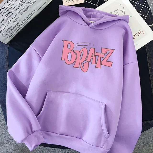 Wjczt New Harajuku Autumn winter Sweatshirt Letter Bratz hoodie Women/men Casual student Fashion Hooded Sweatshirt Long Sleeve Unisex