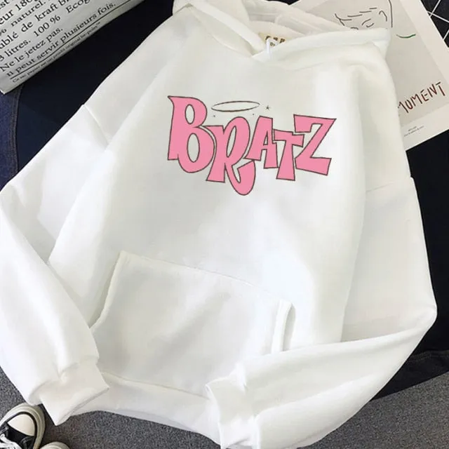 Wjczt New Harajuku Autumn winter Sweatshirt Letter Bratz hoodie Women/men Casual student Fashion Hooded Sweatshirt Long Sleeve Unisex