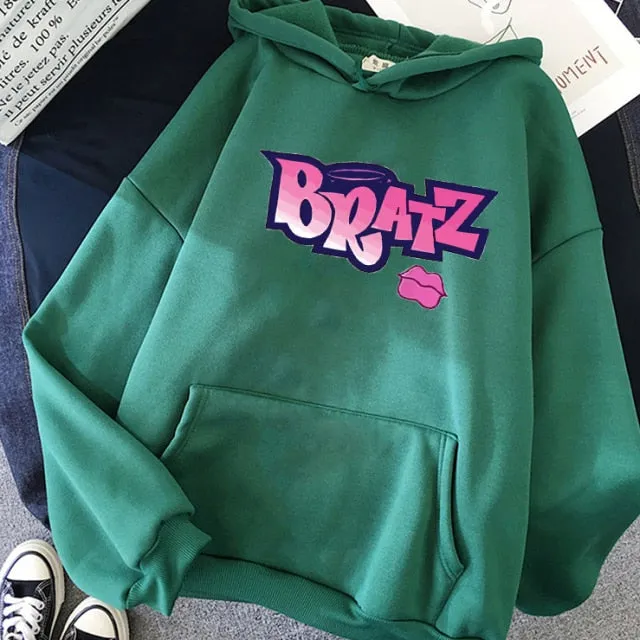 Wjczt New Harajuku Autumn winter Sweatshirt Letter Bratz hoodie Women/men Casual student Fashion Hooded Sweatshirt Long Sleeve Unisex