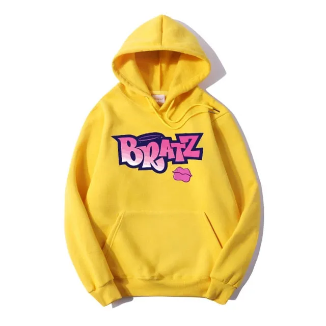 Wjczt New Harajuku Autumn winter Sweatshirt Letter Bratz hoodie Women/men Casual student Fashion Hooded Sweatshirt Long Sleeve Unisex