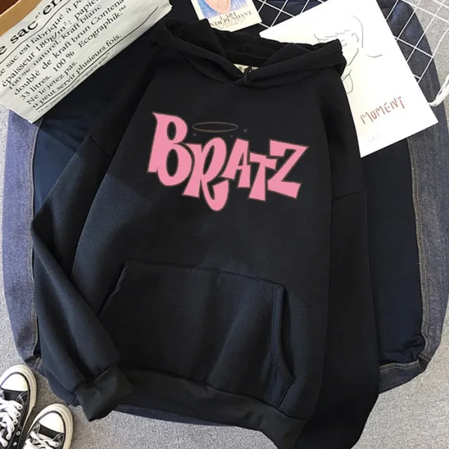 Wjczt New Harajuku Autumn winter Sweatshirt Letter Bratz hoodie Women/men Casual student Fashion Hooded Sweatshirt Long Sleeve Unisex