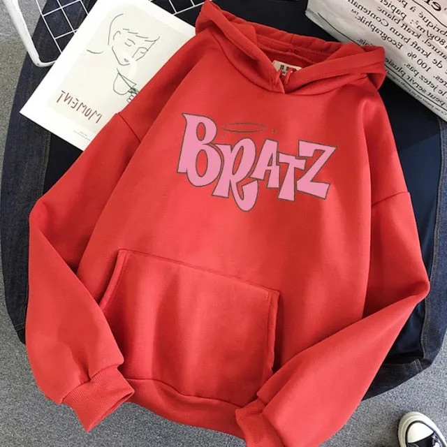 Wjczt New Harajuku Autumn winter Sweatshirt Letter Bratz hoodie Women/men Casual student Fashion Hooded Sweatshirt Long Sleeve Unisex