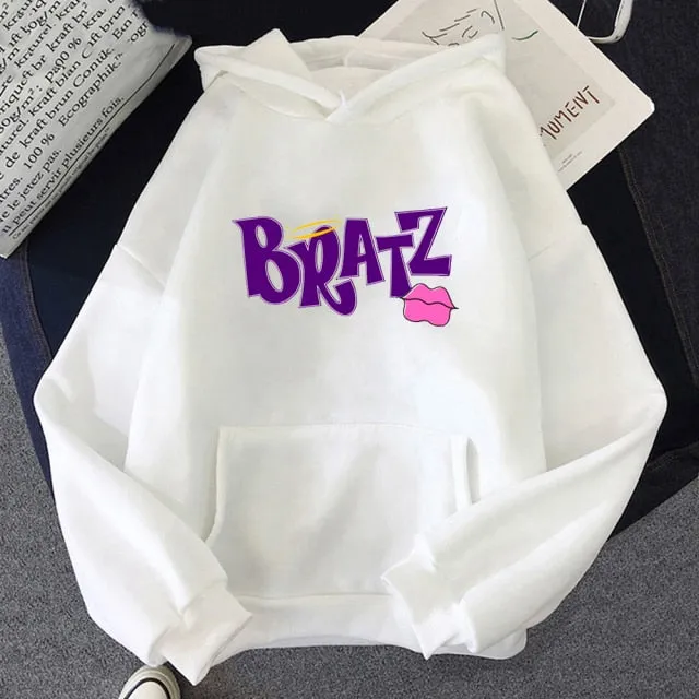 Wjczt New Harajuku Autumn winter Sweatshirt Letter Bratz hoodie Women/men Casual student Fashion Hooded Sweatshirt Long Sleeve Unisex