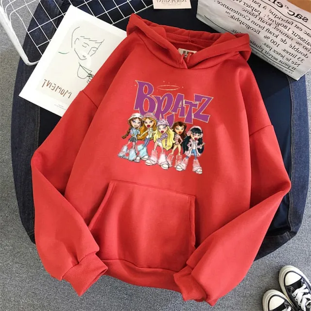 Wjczt New Harajuku Autumn winter Sweatshirt Letter Bratz hoodie Women/men Casual student Fashion Hooded Sweatshirt Long Sleeve Unisex