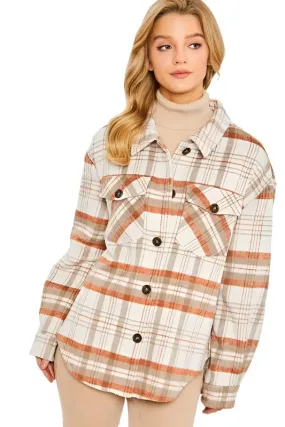 Womens Plaid Bust Pocket Shirt Shacket