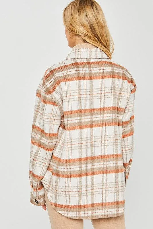 Womens Plaid Bust Pocket Shirt Shacket