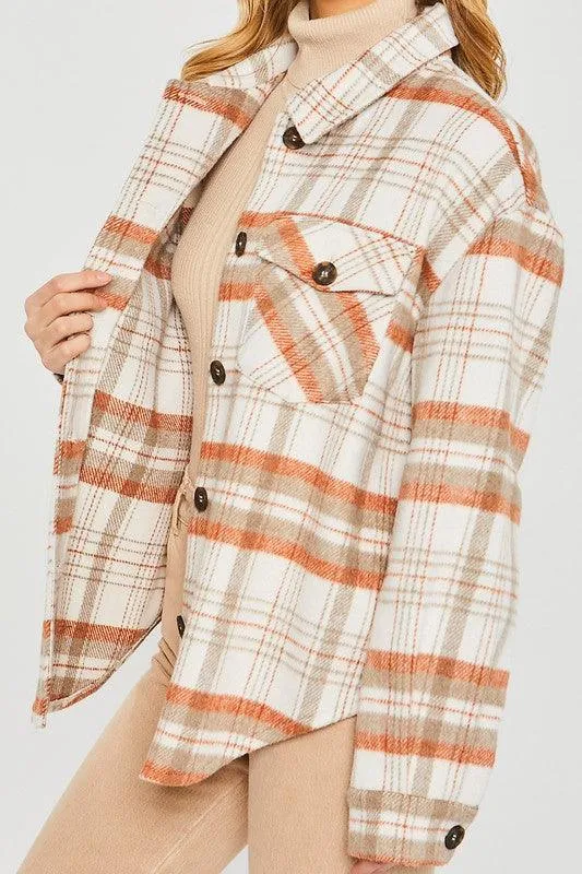 Womens Plaid Bust Pocket Shirt Shacket