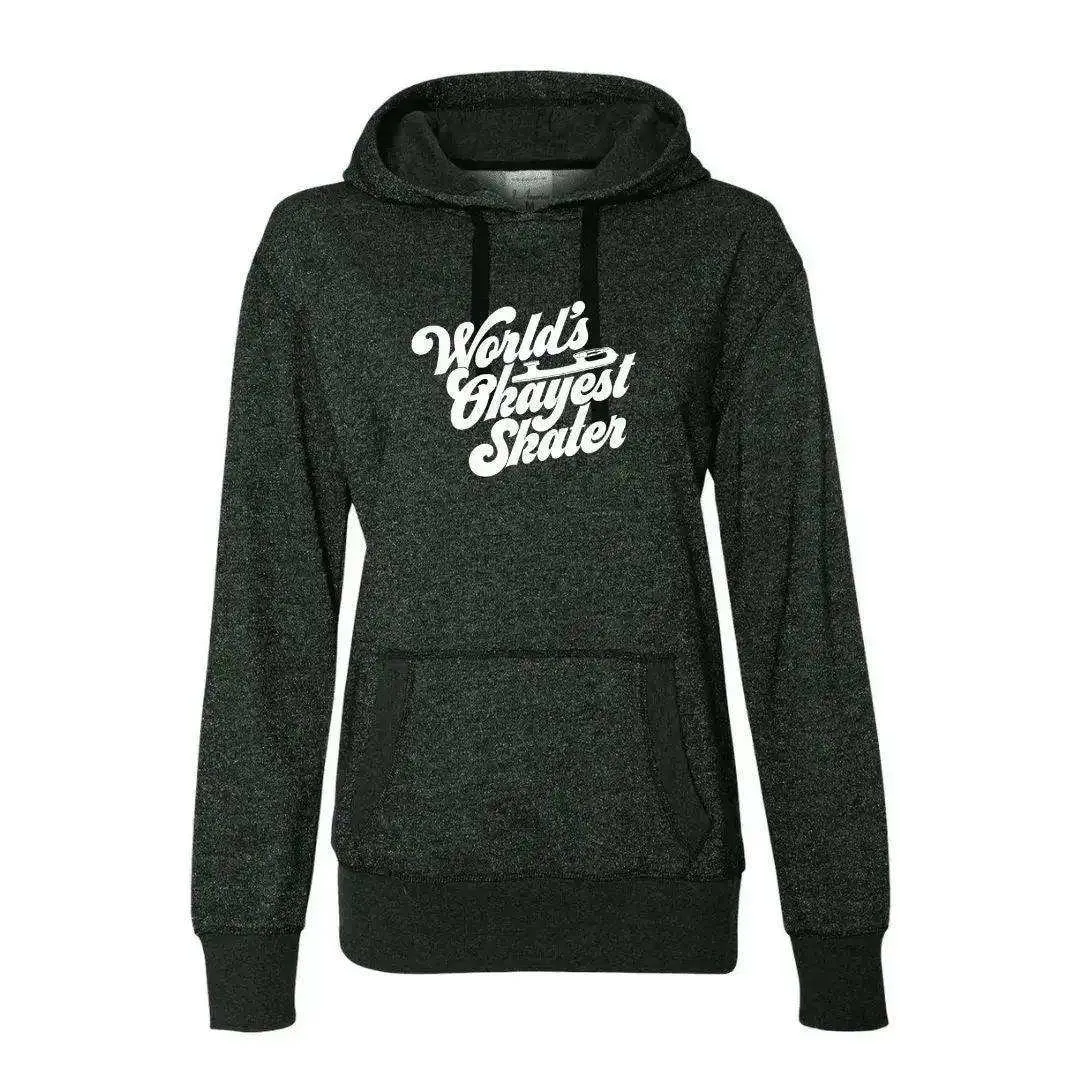 World's Okayest Skater Women's French Terry Glitter Hoodie