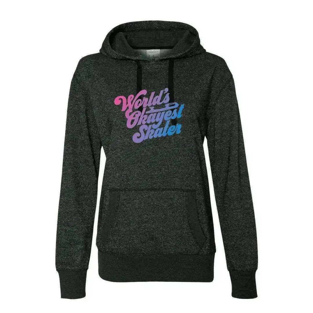 World's Okayest Skater Women's French Terry Glitter Hoodie