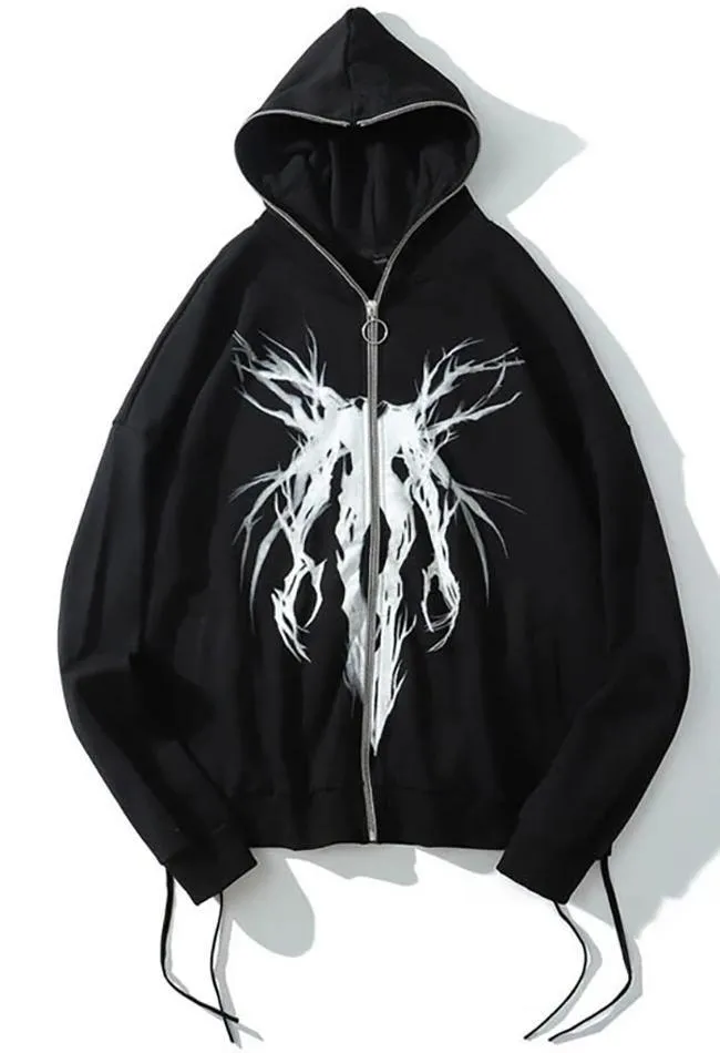 Zipper Print Hoodie